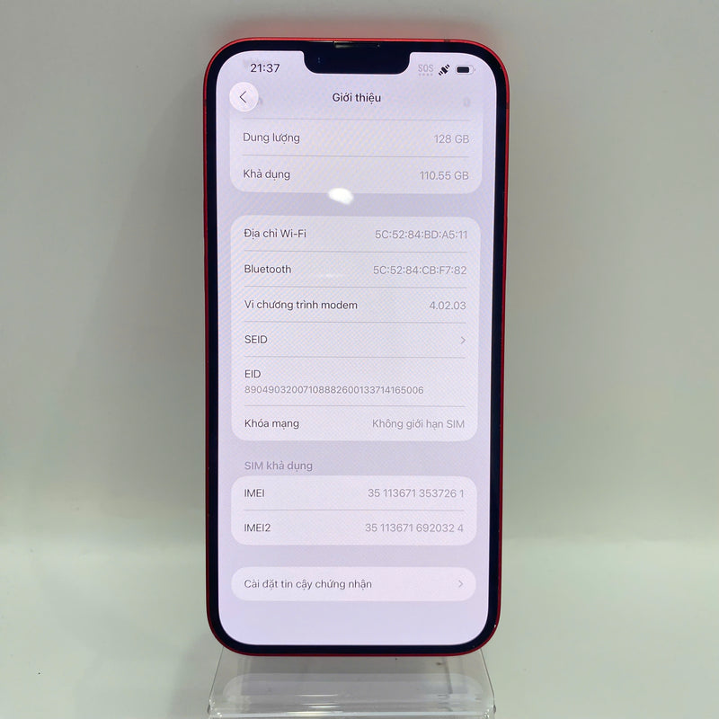 iPhone 14 Plus 128GB Đỏ 98% pin 100% Quốc tế từ DCM (Không dùng sim DCM - sứt viền, ĐTP) - HH7261
