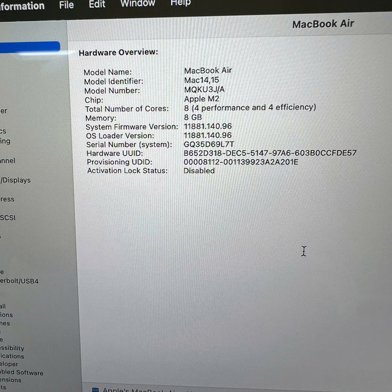 Macbook Air 2023 15in Trắng M2/ RAM 8GB/ SSD 256GB 98% sạc 48 lần BPTN