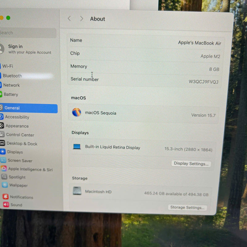 Macbook Air 2023 15in Đen Apple M2/ RAM 8GB/ SSD 512GB 98% sạc 23 lần BPTN
