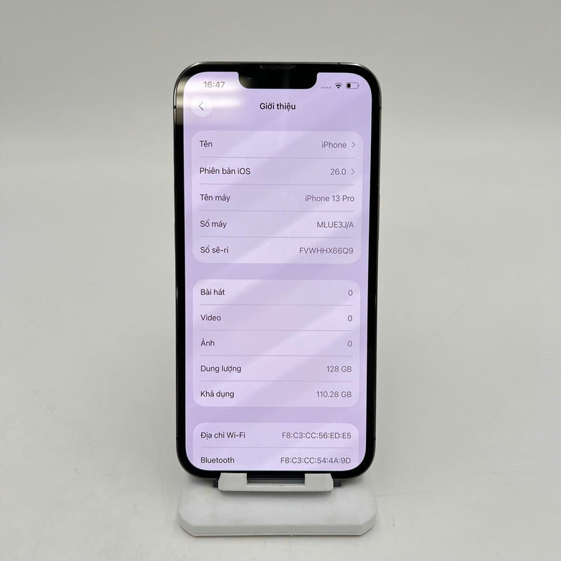 iPhone 13 Pro 128GB Đen 98% pin 100% Quốc tế từ SB (Không dùng sim SB - Đã thay pin, màn xước, đốm 3x) - HH2464