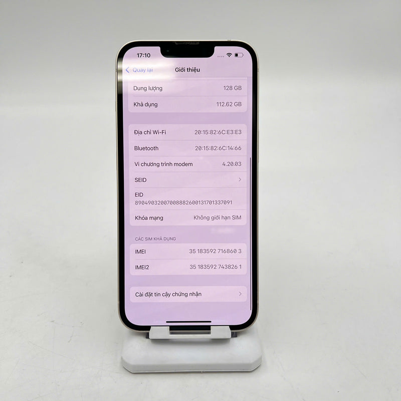 iPhone 13 128GB Trắng  98% pin 89%  Quốc tế từ SB (Không dùng sim SB - Đã thay pin, xước viền, xước màn) - HH8603