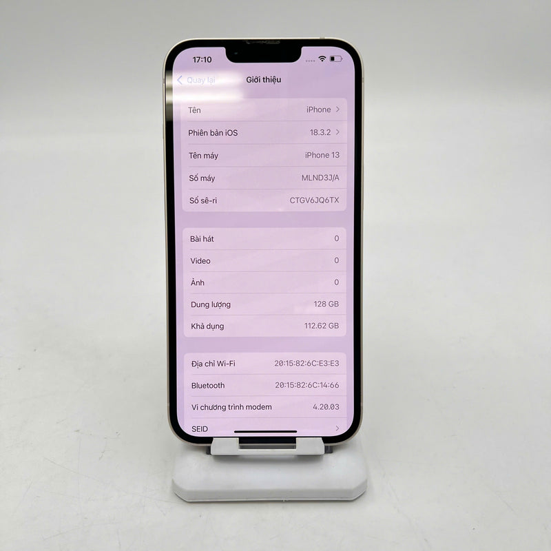 iPhone 13 128GB Trắng  98% pin 89%  Quốc tế từ SB (Không dùng sim SB - Đã thay pin, xước viền, xước màn) - HH8603