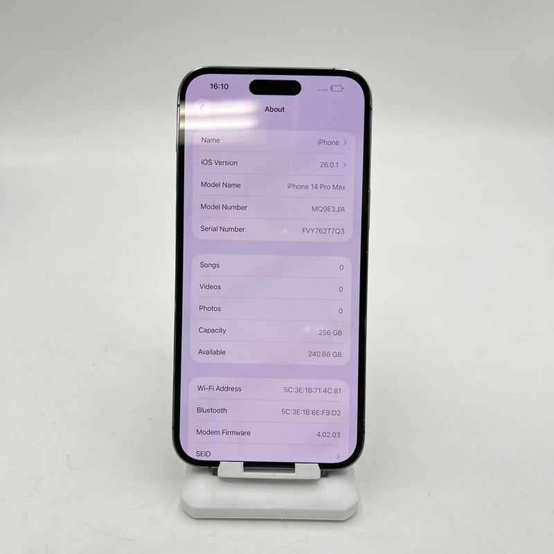 iPhone 14 Pro Max 256GB Tím 98% pin 100% Quốc Tế Apple (Đã thay pin - Đốm 0.5x/3x, xước sơn viền) - HH8052