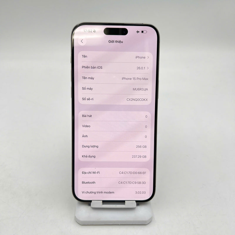iPhone 15 Pro Max 256GB Tự Nhiên 98% pin 100% Quốc tế từ SB (Không dùng sim SB - Đã thay pin) - HH8111
