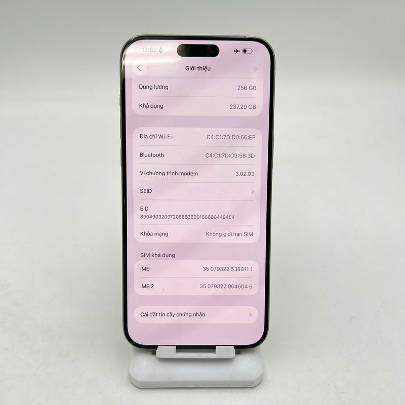 iPhone 15 Pro Max 256GB Tự Nhiên 98% pin 100% Quốc tế từ SB (Không dùng sim SB - Đã thay pin) - HH8111