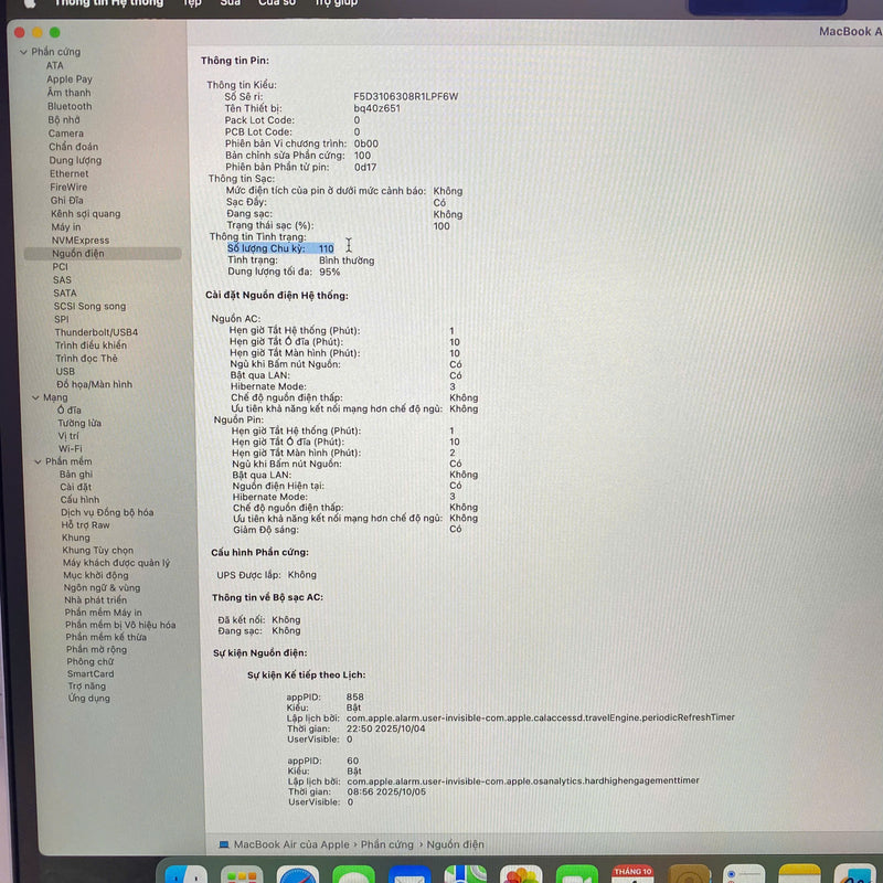 Macbook Air 2023 15.3in Silver Apple M2/RAM 8GB/SSD 256GB 98% Pin 95% BPΤN (Sạc 110 lần)
