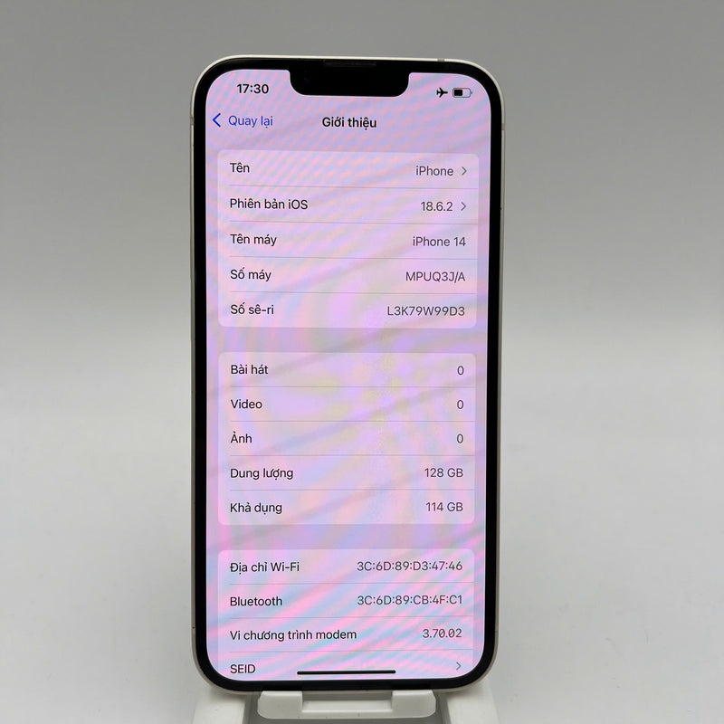 iPhone 14 128GB Trắng 98% pin 85% Quốc tế từ AU (Không dùng sim AU) - HH9030