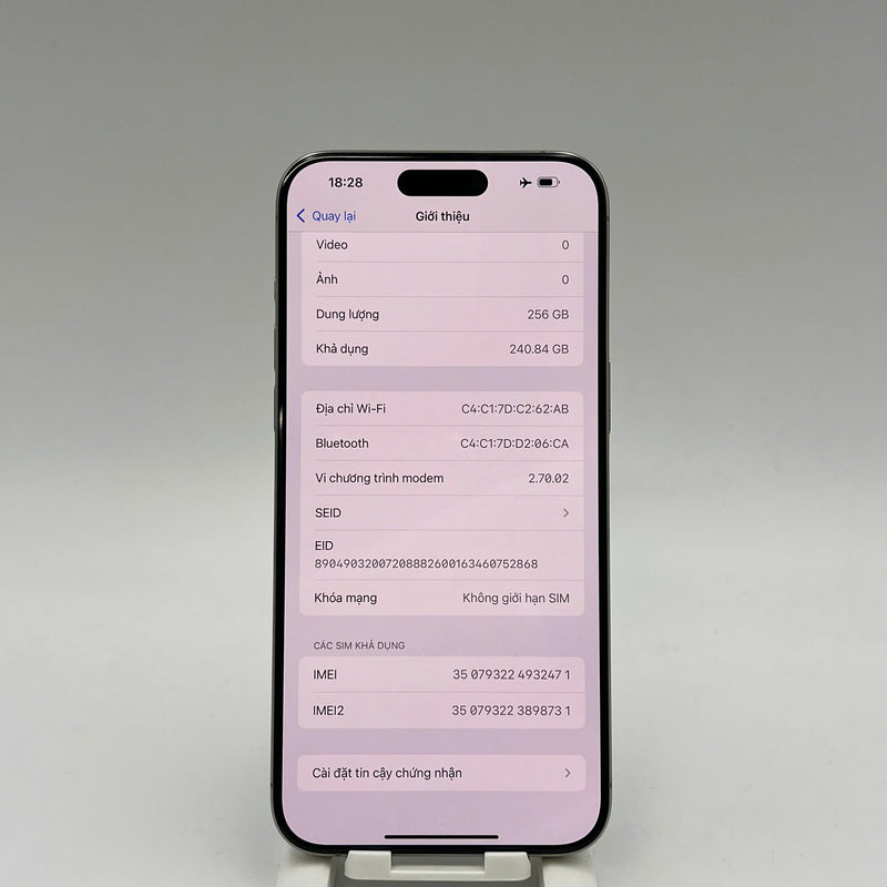 iPhone 15 Pro Max 256GB Tự Nhiên 98% pin 85% Quốc tế từ AU (Không dùng sim AU)  - HH2471