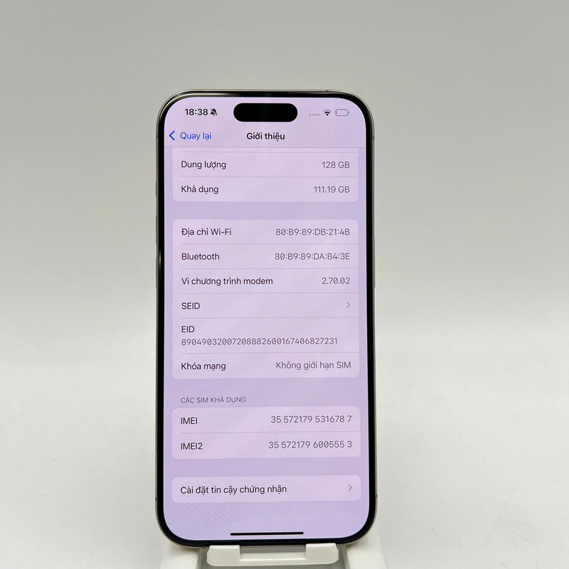 iPhone 15 Pro 128GB Tự Nhiên 98% pin 88%  Quốc Tế Apple  (Đốm 0,5x/3x) - HH6787