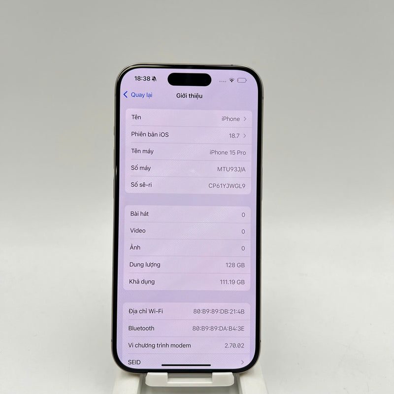 iPhone 15 Pro 128GB Tự Nhiên 98% pin 88%  Quốc Tế Apple  (Đốm 0,5x/3x) - HH6787