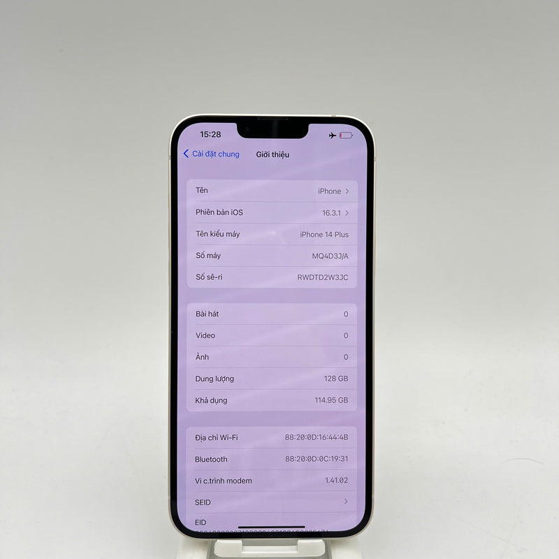iPhone 14 Plus 128GB Trắng 98% pin 100% Quốc tế từ Apple (Đã thay pin, xước viền) - HH1382