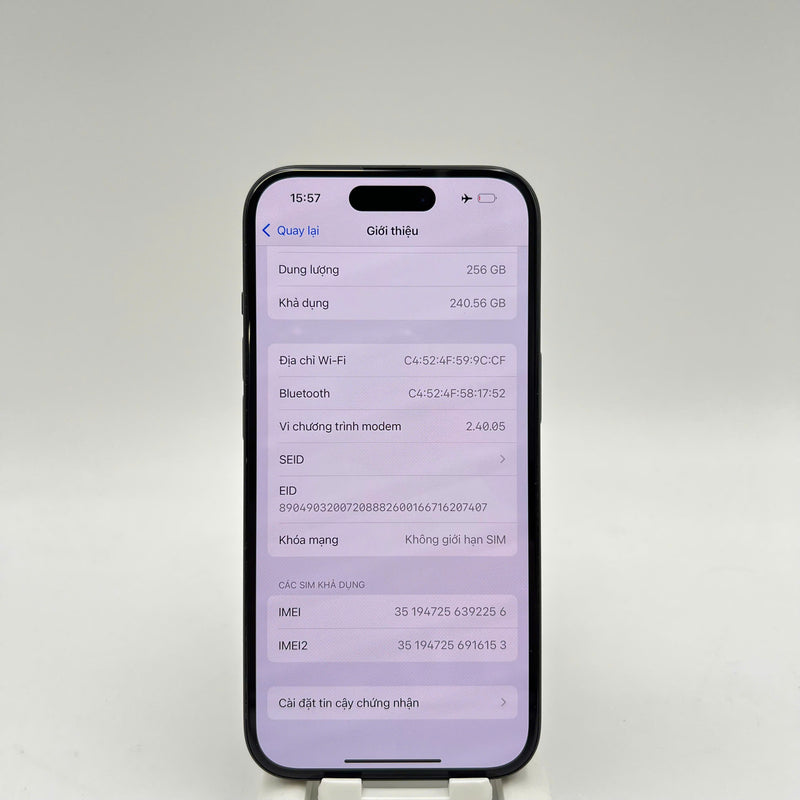 iPhone 15 256GB Đen 98% pin 85% Quốc Tế Apple (xước viền cam,ám viền) - HH2256
