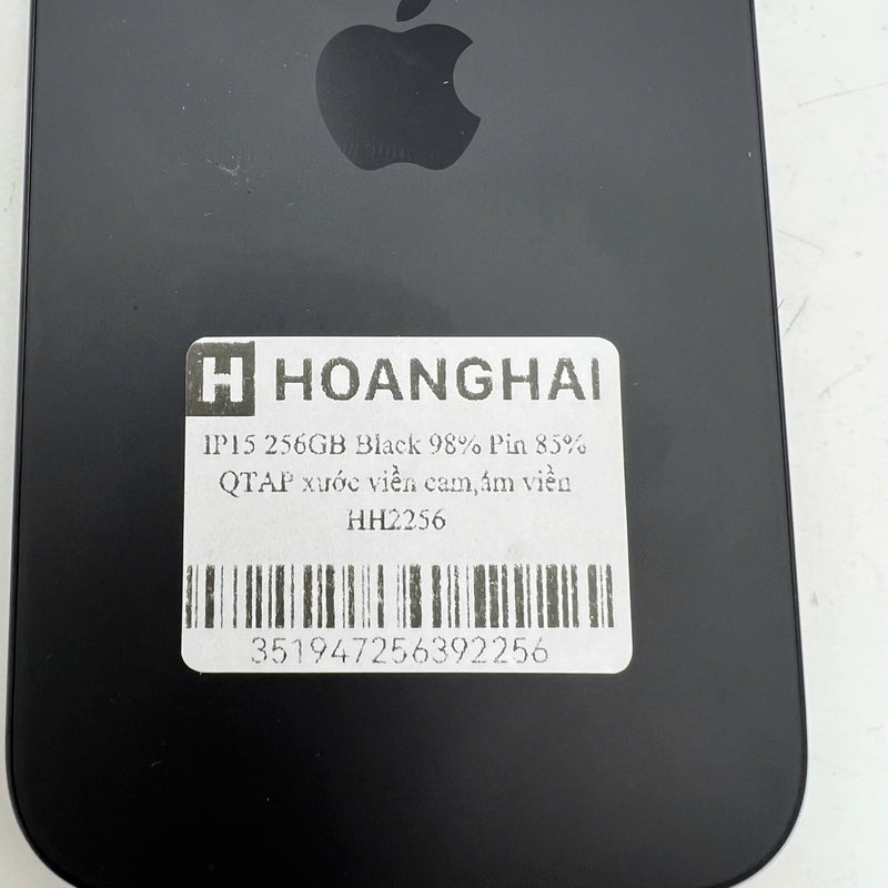 iPhone 15 256GB Đen 98% pin 85% Quốc Tế Apple (xước viền cam,ám viền) - HH2256