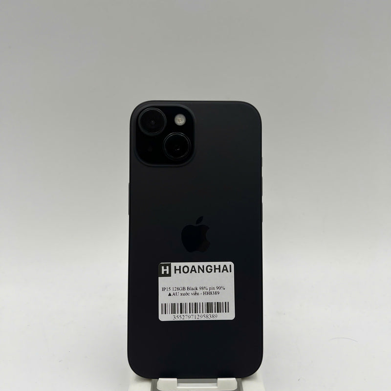 iPhone 15 128GB Đen 98% pin 90% Quốc tế từ AU (Không dùng sim AU - Xước viền) - HH8389