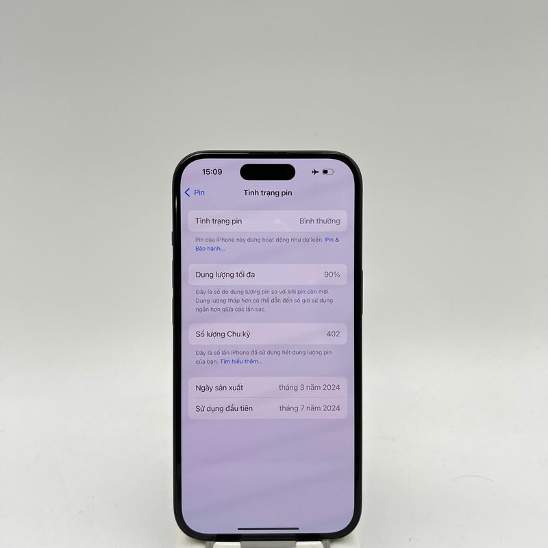 iPhone 15 128GB Đen 98% pin 90% Quốc tế từ AU (Không dùng sim AU - Xước viền) - HH8389