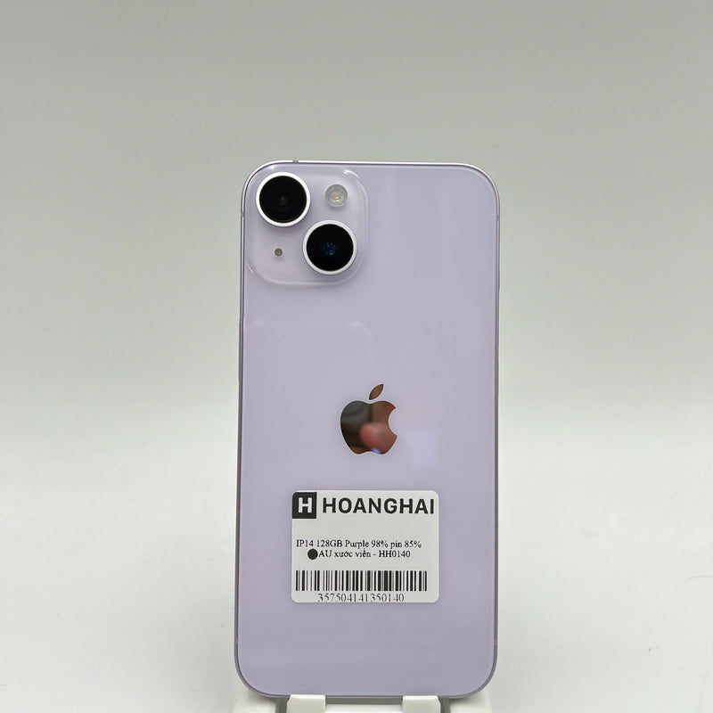 iPhone 14 128GB Purple 98% pin 85% Máy đã trả hết tiền mạng dùng như Quốc tế Apple (xước viền) - HH0140