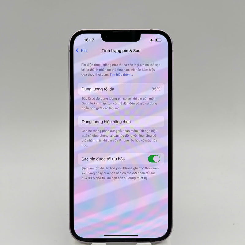 iPhone 14 128GB Purple 98% pin 85% Máy đã trả hết tiền mạng dùng như Quốc tế Apple (xước viền) - HH0140