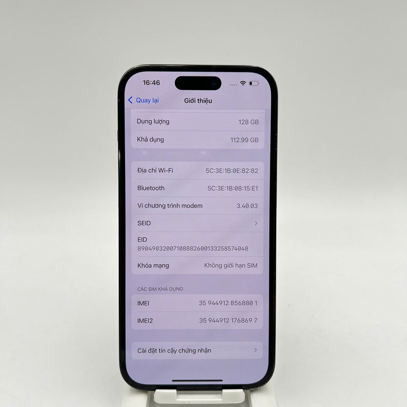 iPhone 14 Pro 128GB Đen 98% pin 86% Máy đã trả hết tiền mạng dùng như Quốc tế Apple (đốm 0,5x/3x, xước viền) - HH8801