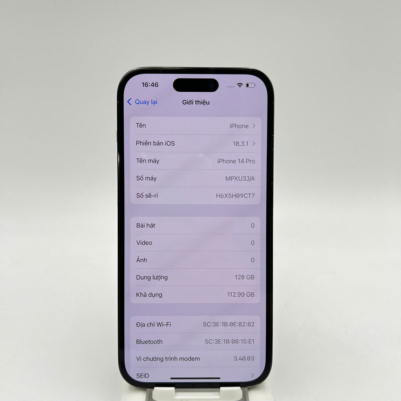 iPhone 14 Pro 128GB Đen 98% pin 86% Máy đã trả hết tiền mạng dùng như Quốc tế Apple (đốm 0,5x/3x, xước viền) - HH8801