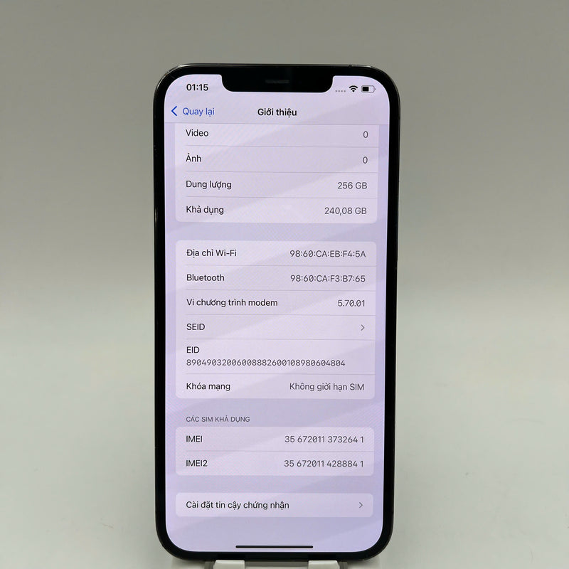 iPhone 12 Pro Max 256GB Xanh Dương 98% pin 85% Máy đã trả hết tiền mạng dùng như Quốc tế Apple (đốm 3x,lưng tróc sơn, viền xước và móp) - HH2641
