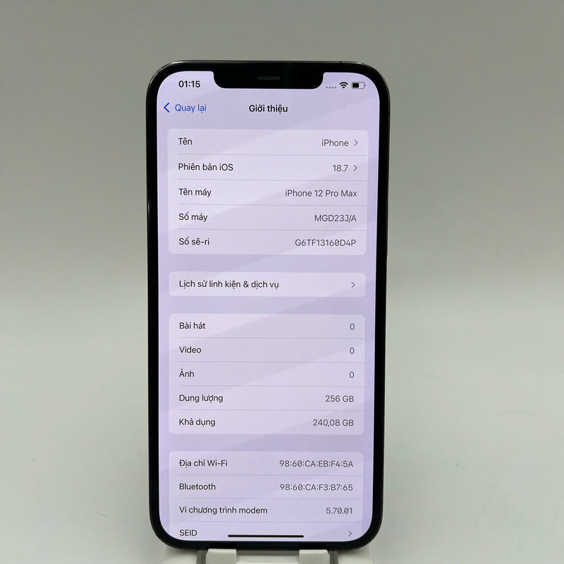 iPhone 12 Pro Max 256GB Xanh Dương 98% pin 85% Máy đã trả hết tiền mạng dùng như Quốc tế Apple (đốm 3x,lưng tróc sơn, viền xước và móp) - HH2641