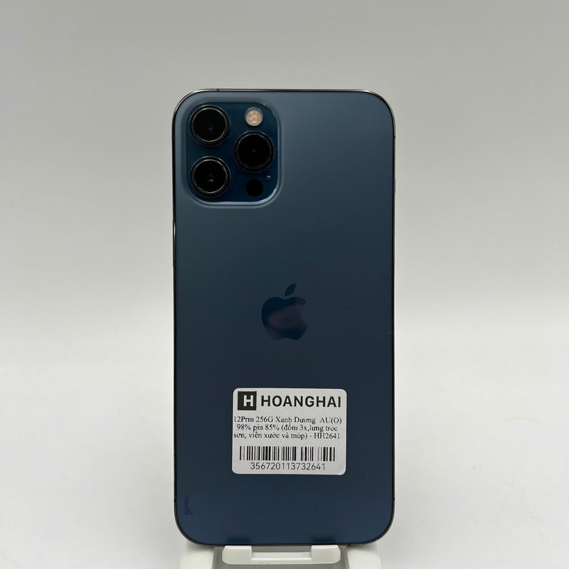 iPhone 12 Pro Max 256GB Xanh Dương 98% pin 85% Máy đã trả hết tiền mạng dùng như Quốc tế Apple (đốm 3x,lưng tróc sơn, viền xước và móp) - HH2641