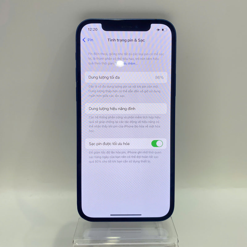 iPhone 12 128GB Xanh dương 98% pin 86% ĐBH Máy đã trả hết tiền mạng dùng như Quốc tế Apple (viền xước, màn xước, móp viền) - HH1562