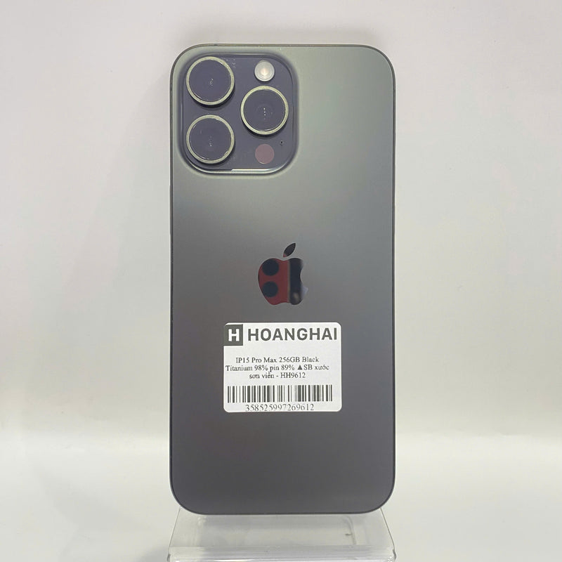 iPhone 15 Pro Max 256GB Đen 98% pin 89% Quốc tế từ SB (Không dùng sim SB - Xước sơn viền) - HH9612