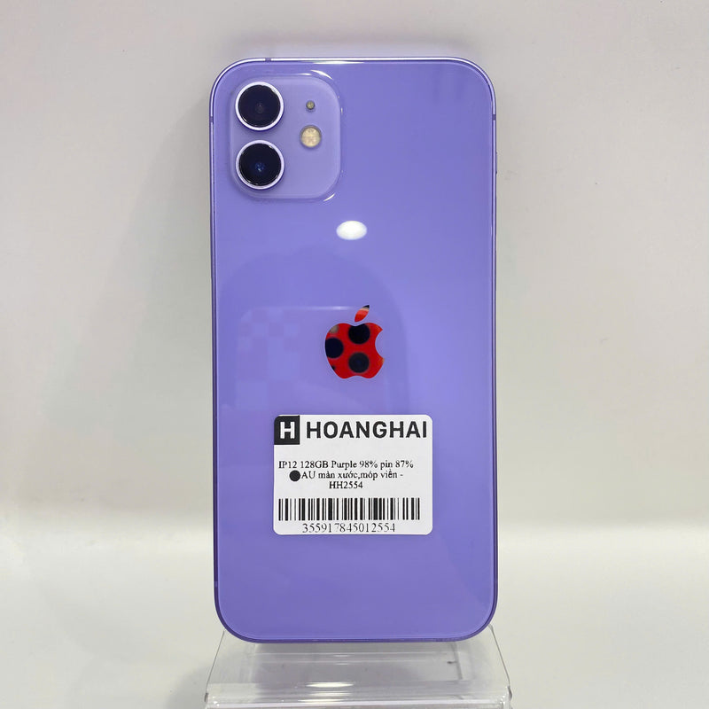 iPhone 12 128GB Tím 98% pin 87% Máy đã trả hết tiền mạng dùng như Quốc tế Apple (màn xước,móp viền) - HH2554