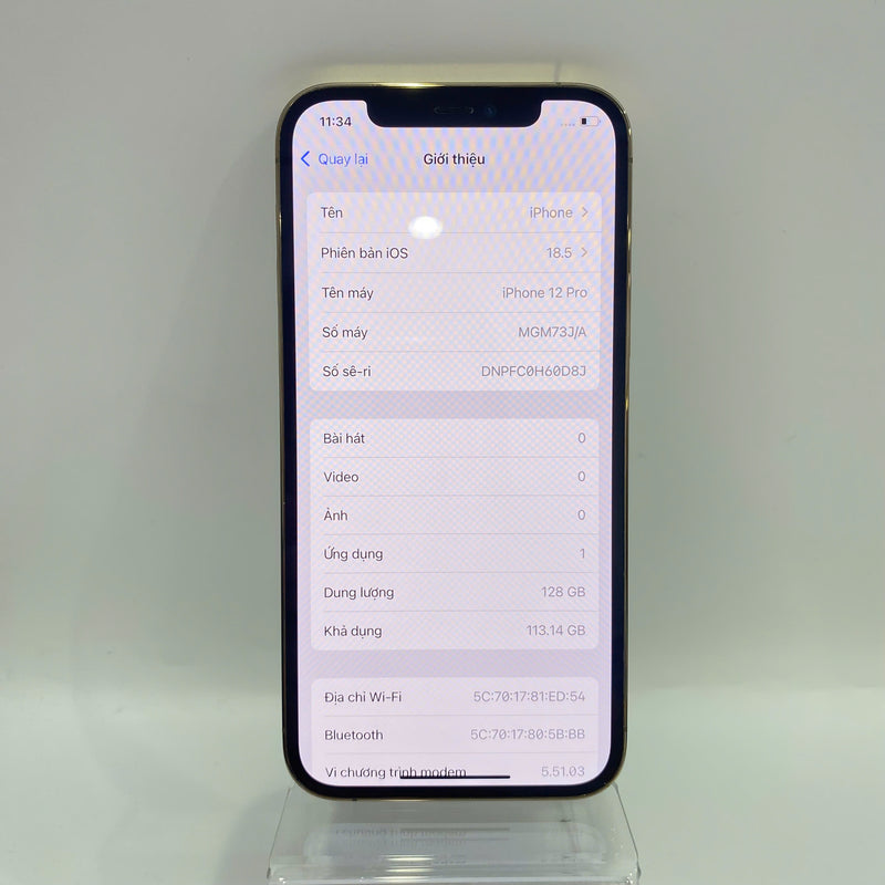 iPhone 12 Pro 128GB Vàng 98% pin 87% Máy đã trả hết tiền mạng dùng như Quốc tế Apple (xước nhẹ cổng sạc) - HH4416