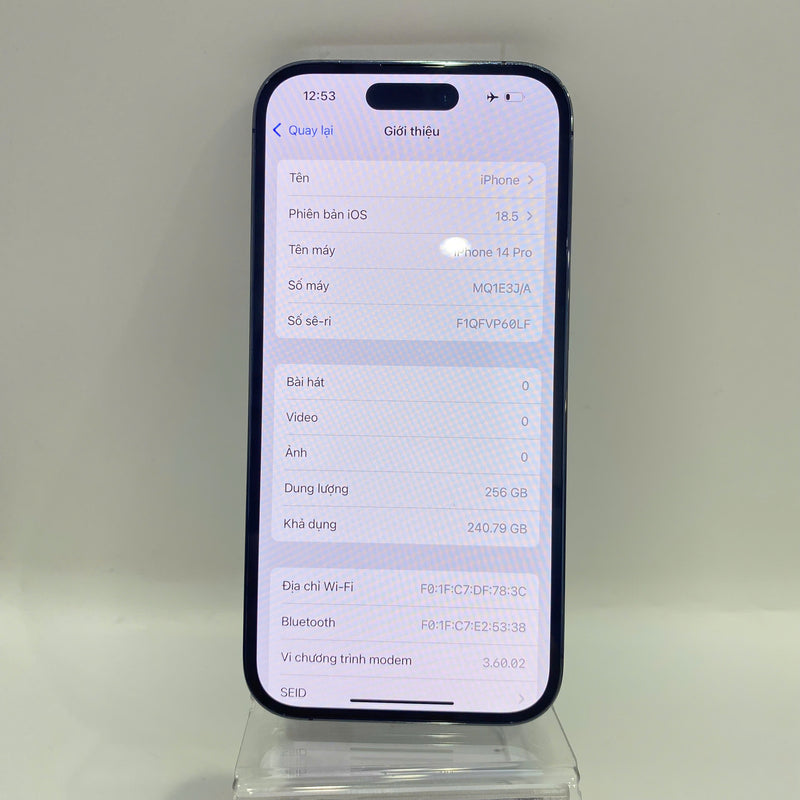 iPhone 14 Pro 256GB Tím 98% pin 85% Quốc Tế Apple đốm 3x,xước viền,xước viền cam) - HH0385