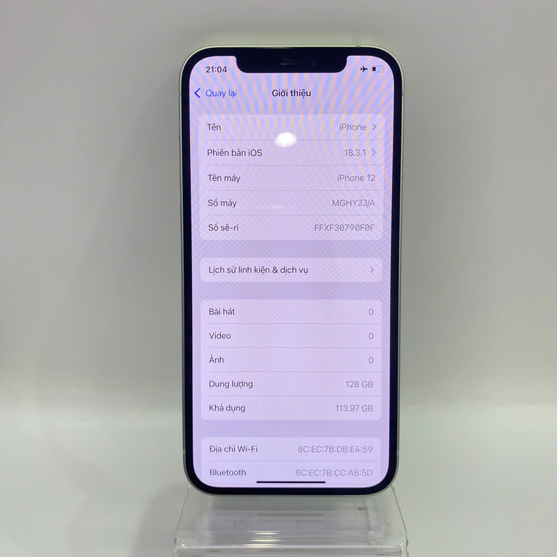 iPhone 12 128GB Xanh Lá 98% pin 96%  Máy đã trả hết tiền mạng dùng như Quốc tế Apple (Đã thay pin LKCH) - HH9120