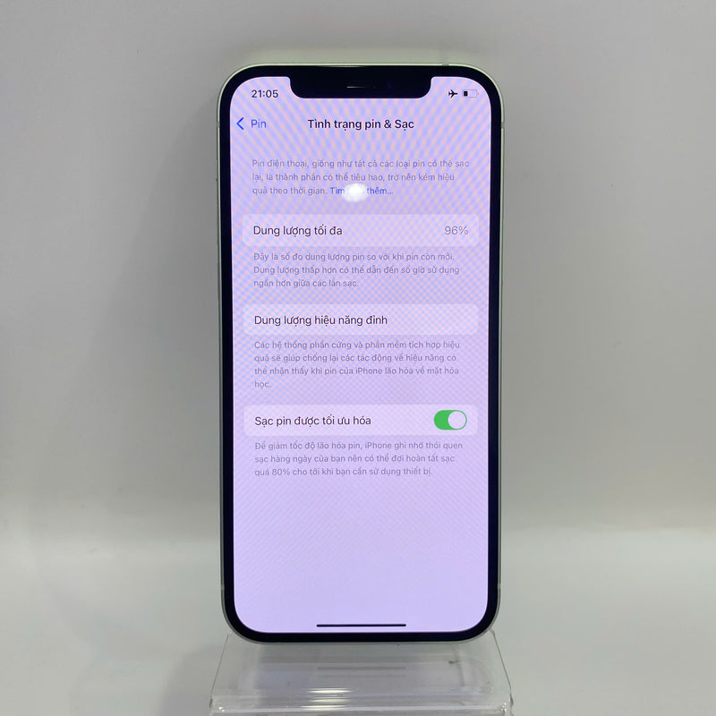 iPhone 12 128GB Xanh Lá 98% pin 96%  Máy đã trả hết tiền mạng dùng như Quốc tế Apple (Đã thay pin LKCH) - HH9120