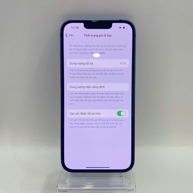 iPhone 13 128GB Xanh Dương 98% pin 87% Máy đã trả hết tiền mạng dùng như Quốc tế Apple (xước viền) - HH5183