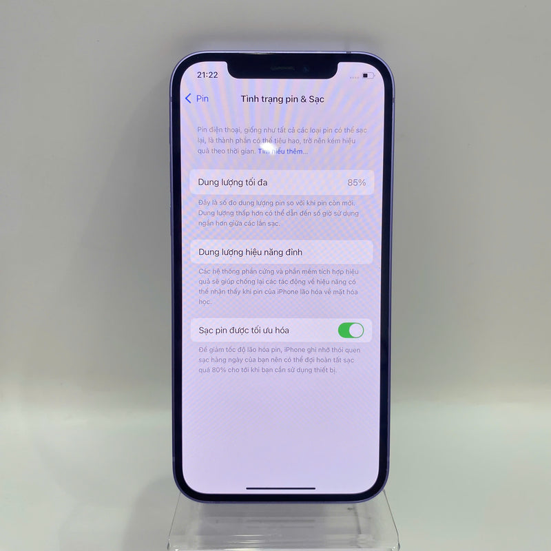 iPhone 12 128GB Tím 98% pin 85% Máy đã trả hết tiền mạng dùng như Quốc tế Apple (xước viền nhẹ) - HH3644