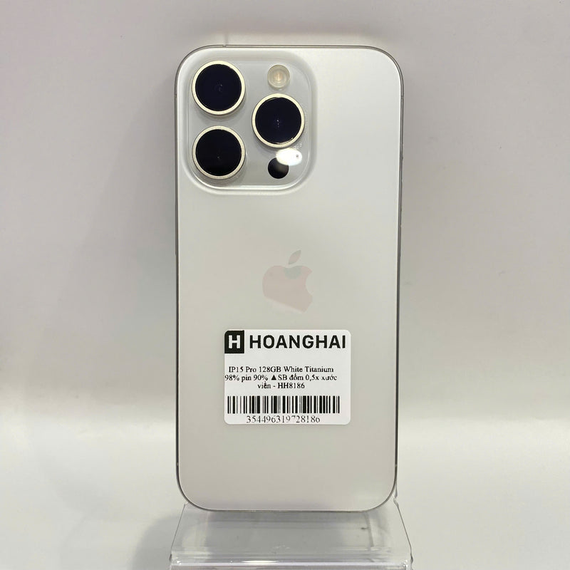 iPhone 15 Pro 128GB Trắng 98% pin 90% Quốc tế từ SB (Không dùng sim SB - đốm 0,5x xước viền) - HH8186