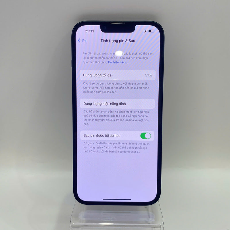 iPhone 13 128GB Đen 98% pin 91% Máy đã trả hết tiền mạng dùng như Quốc tế Apple (ĐBH,xước viền) - HH3021