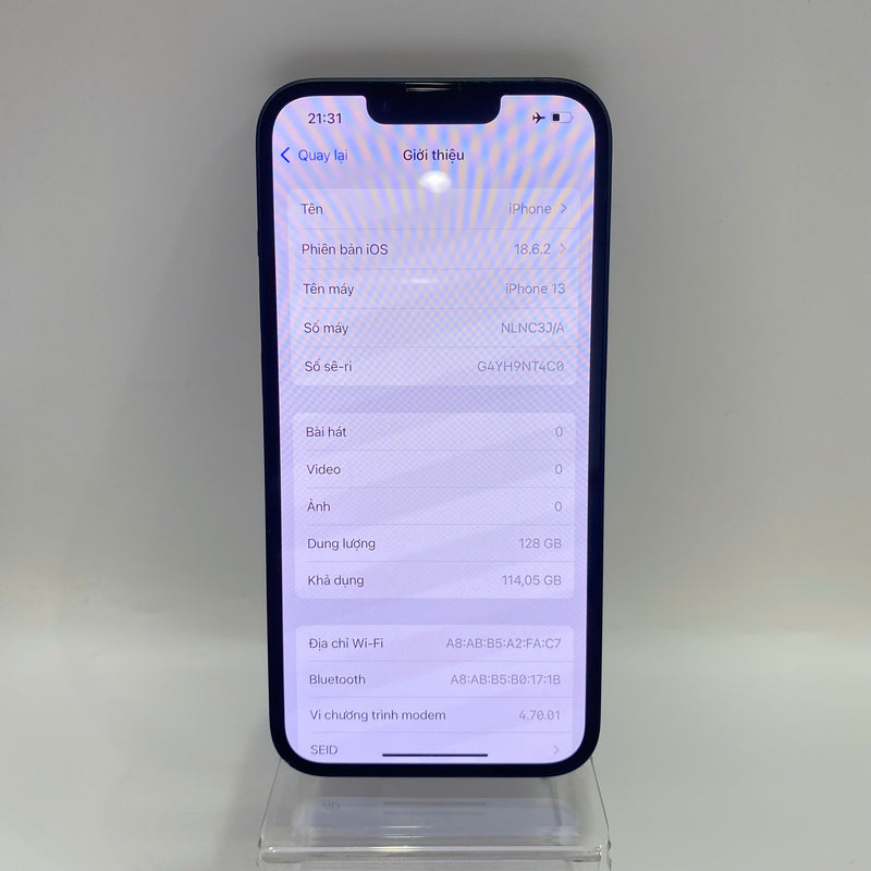 iPhone 13 128GB Đen 98% pin 91% Máy đã trả hết tiền mạng dùng như Quốc tế Apple (ĐBH,xước viền) - HH3021