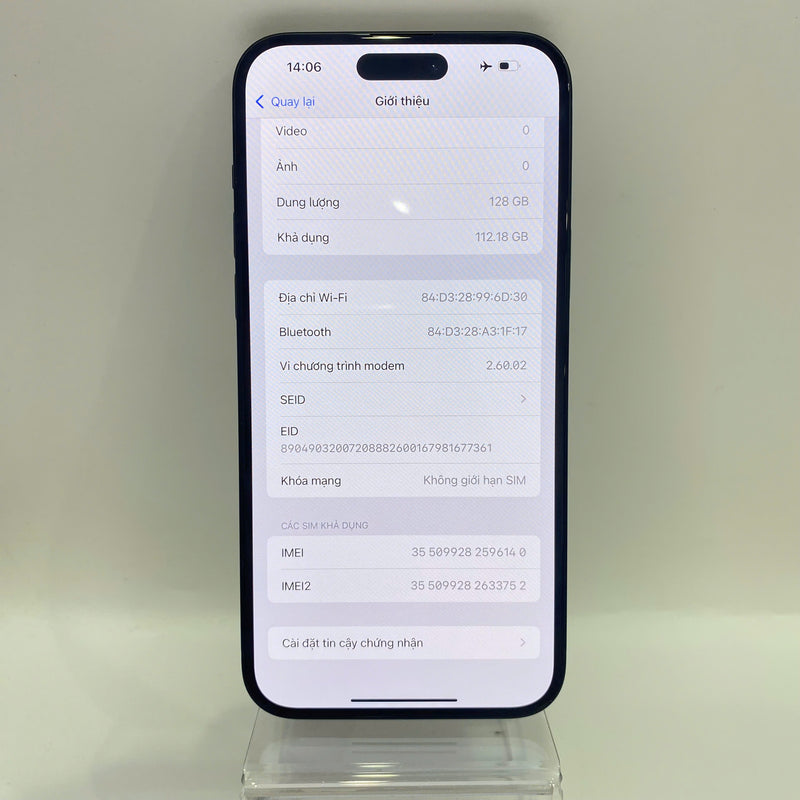 iPhone 15 Plus 128GB Đen 98% pin 89%  Quốc Tế Apple (màn xước,ám viền,xước viền cam) - HH6140