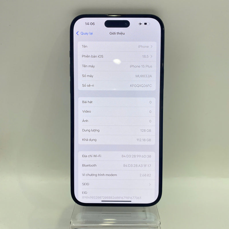 iPhone 15 Plus 128GB Đen 98% pin 89%  Quốc Tế Apple (màn xước,ám viền,xước viền cam) - HH6140