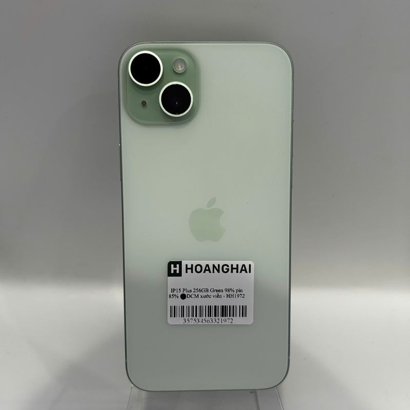 iPhone 15 Plus 256GB Xanh Lá 98% pin 85% Máy đã trả hết tiền mạng dùng như Quốc tế Apple (xước viền) - HH1972