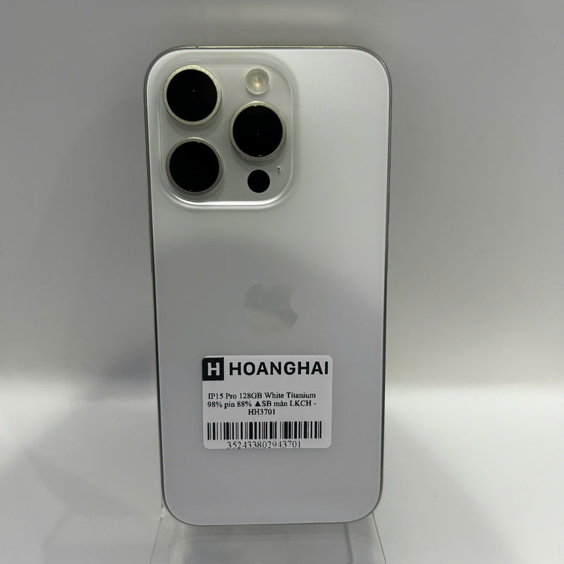 iPhone 15 Pro 128GB Trắng 98% pin 88%  Quốc tế từ SB (Không dùng sim SB - màn LKCH) - HH3701