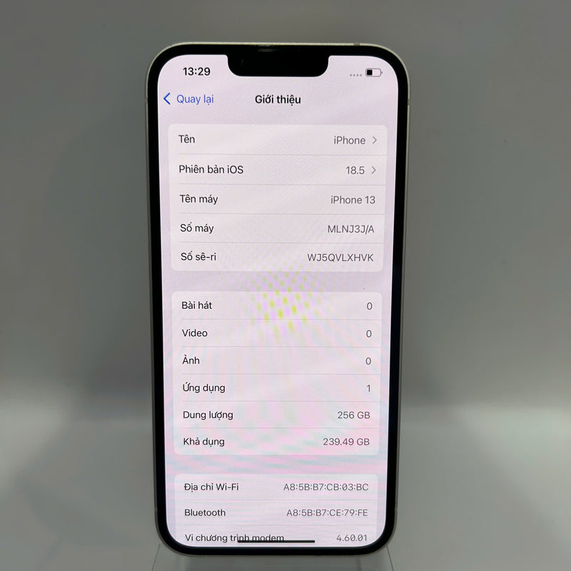 iPhone 13 256GB Trắng 98% pin 86% Quốc tế từ SB (Không dùng sim SB) (xước viền , xước camera) - HH2102