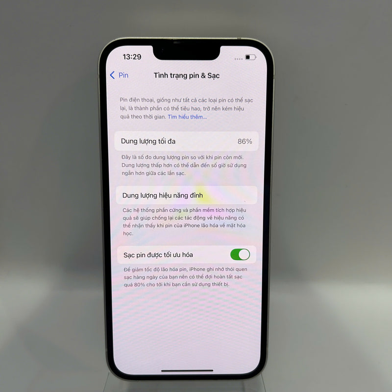 iPhone 13 256GB Trắng 98% pin 86% Quốc tế từ SB (Không dùng sim SB) (xước viền , xước camera) - HH2102