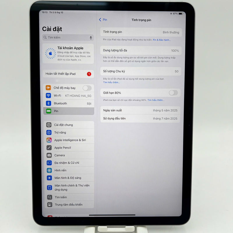 Ipad Air 7 2025 M3 2025 11" 256GB Xám Wifi 98% pin 100% (bản Mỹ, đã khắc tên)