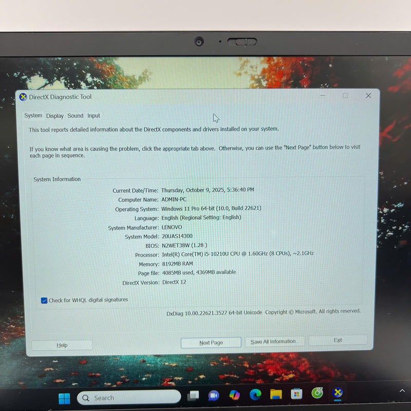 Lenovo Thinkpad X1 Carbon Gen8 14in i5 10210U /RAM 8GB /SSD 256GB BPTN Likenew