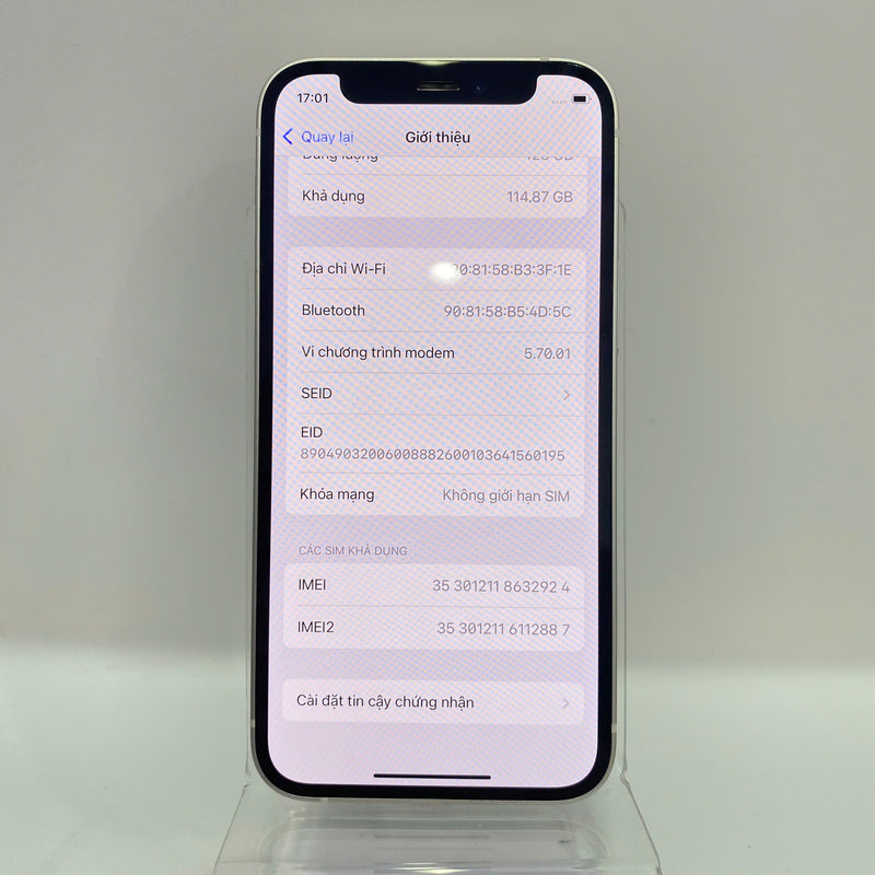 iPhone 12 Mini Trắng 128GB 98% pin 85% Máy đã trả hết tiền mạng dùng như quốc tế Apple - HH2924