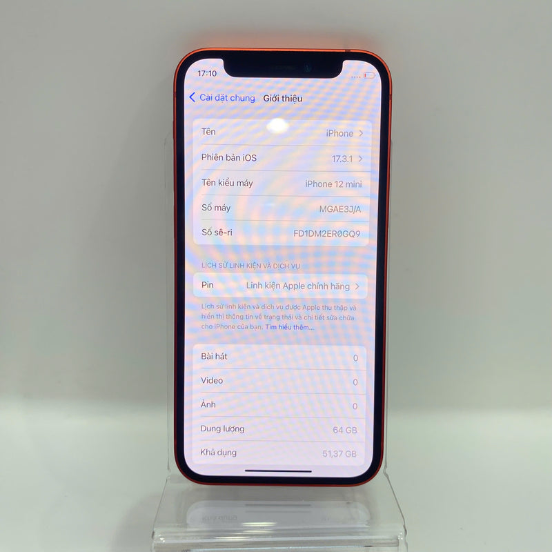 iPhone 12 Mini Đỏ 128GB 98% pin 92% Máy đã trả hết tiền mạng dùng như quốc tế Apple (Pin LKCH) - HH4285