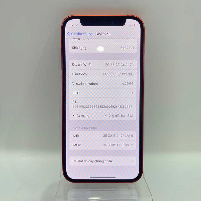 iPhone 12 Mini Đỏ 128GB 98% pin 92% Máy đã trả hết tiền mạng dùng như quốc tế Apple (Pin LKCH) - HH4285