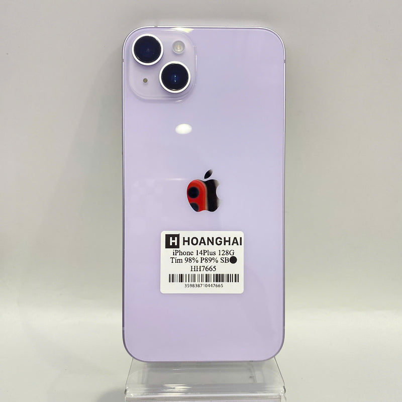 iPhone 14 Plus 128GB Tím 98% pin 89% Máy đã trả hết tiền mạng dùng như Quốc tế Apple - HH7665